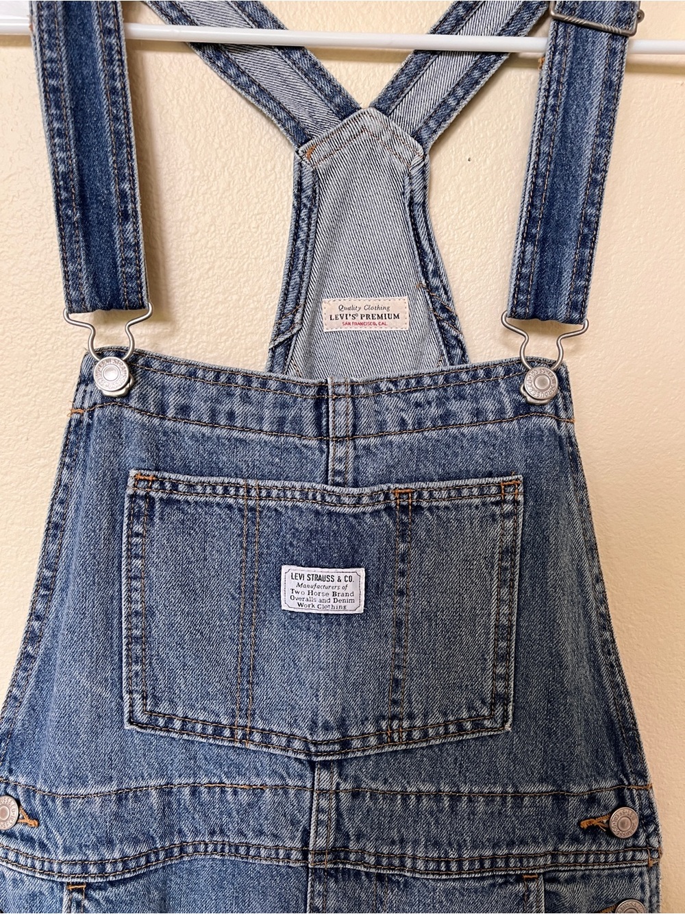 Levi's Light Blue Denim Short Overalls - Picture 7 of 7